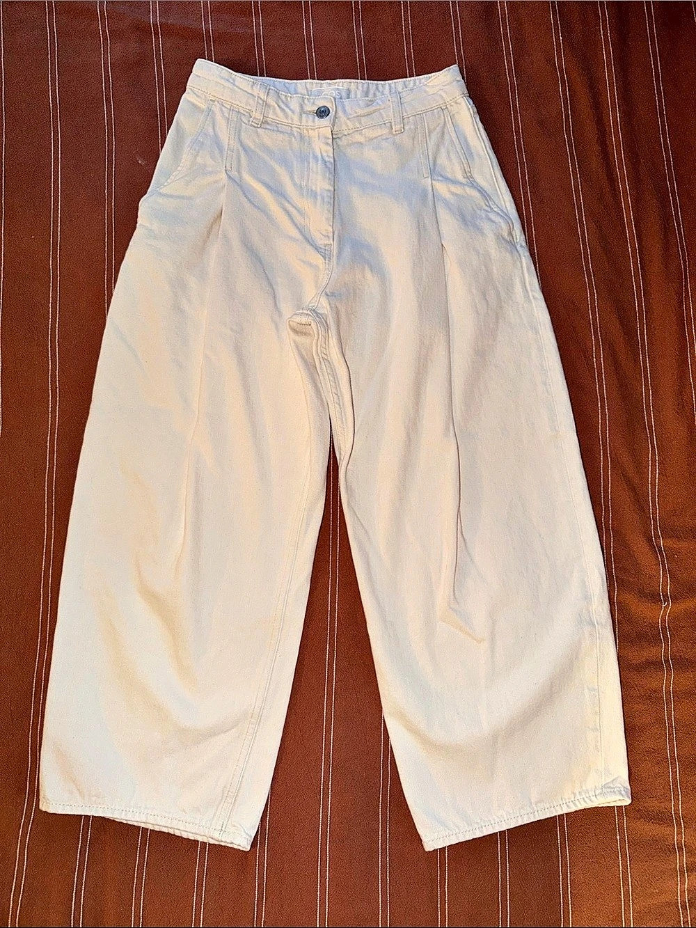 COS Pleated Wide-Leg Denim Pants White Size 4
